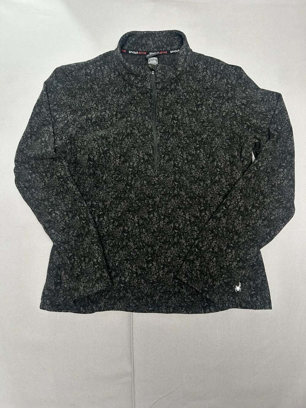Spyder 1/4 Zip Fleece Pullover XL Black Gray Thumbholes Zip Pockets